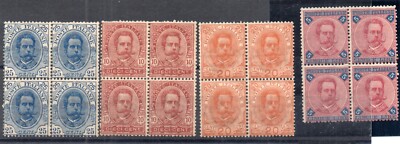 Kingdom 1885 Umberto I - 4 quartines IIIa series with 5 lire quartina MNH**
