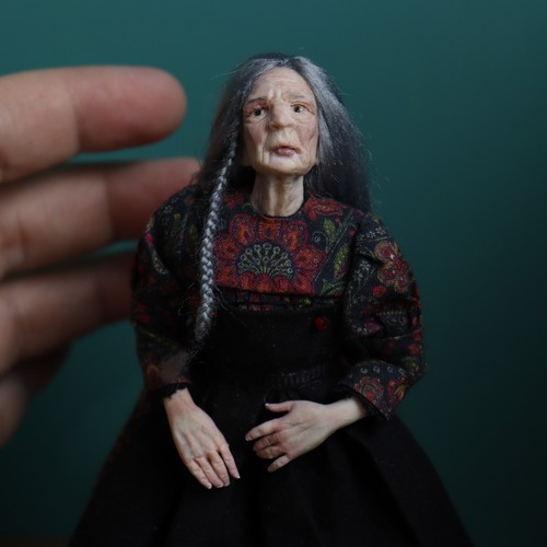 OOAK 1:12 Scale Miniature Granny Lady Dollhouse Doll by Artisan Amanda Parkinson