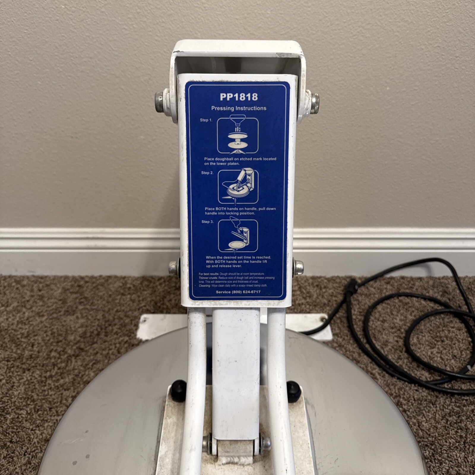 Proluxe DoughPro PP1818 Commercial Pizza Dough Manual Press Tortilla Warmer