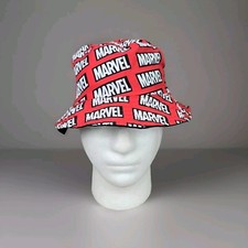 Marvel Kids Reversible Bucket Hat Youth Size Black Red All Over print Spell Out