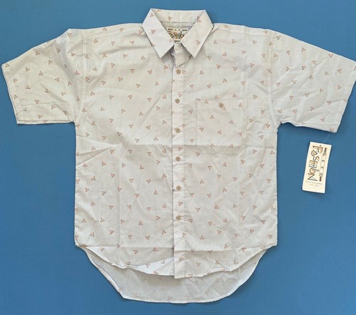 Vintage años 80 Botón De Camisa Manga Corta en vivo de Moda para Hombre L Con Naranja Nuevo con etiquetas | eBay
