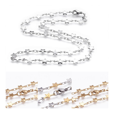 Stainless Steel Chain Necklaces Lobster Star Silver 17.7 inches 45cm Z646