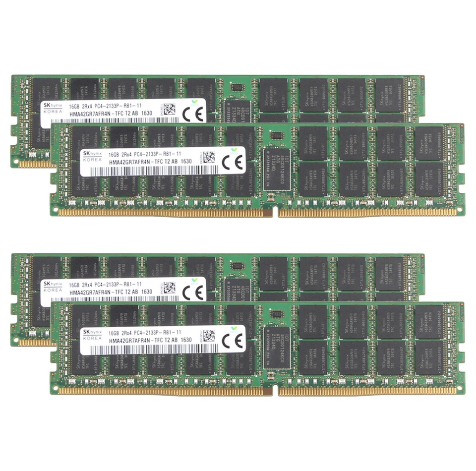 SK Hynix 4x 16GB 2RX4 PC4 2133P-RB1-11 DDR4 REG-ECC DIMM Server Memory RAM 1.2V - Image 2 of 4