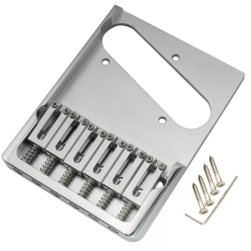 Musiclily Ultra Chrome 54mm Full Solid Brass Heavy Duty For Tele Guitar Bridge