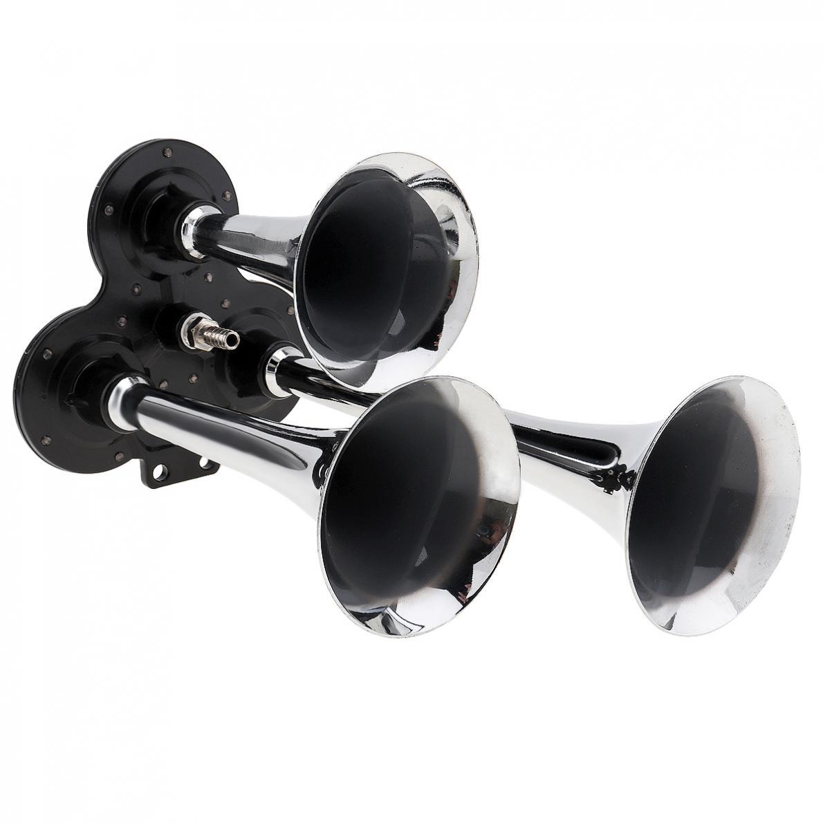 12V/24V Truck Air Horn 110DB 3/Triple Trumpet Horns Compressor Kit for Car Train