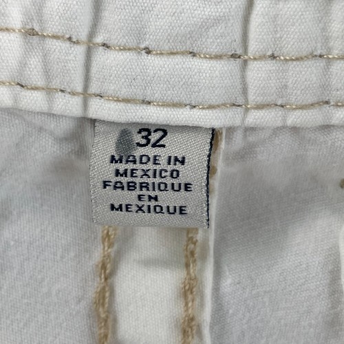 True Religion Cut Off Shorts Men 34 (Tag 32) Lagoon White Big T Cargo Drawstring - Picture 2 of 11