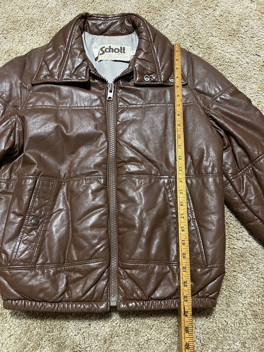 Vintage Leather Jacket Schott NYC Sportswear Puffer Bomber Vintage Leather Jacket Schott NYC Sportswear Puffer Bomber