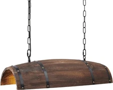 Wood Wine Barrel Pendant Lights Hanging Rustic Kitchen Bar Ceiling Lamps H60cm