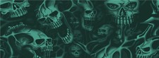 Ghost Skulls Teal Bike Scooter Motorcycle Grunge Car Wrap Vinyl Decal Graphic US