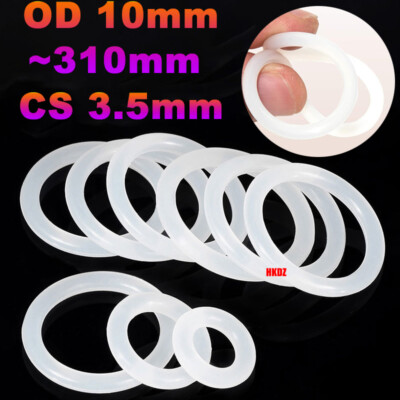 Food Grade O-Ring Gasket Various Sizes White Silicone Rubber Seals 10mm~310mm OD