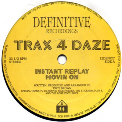 Troy Brown Trax 4 Daze Vol. 1 12'' Vinyl Schallplatte 001