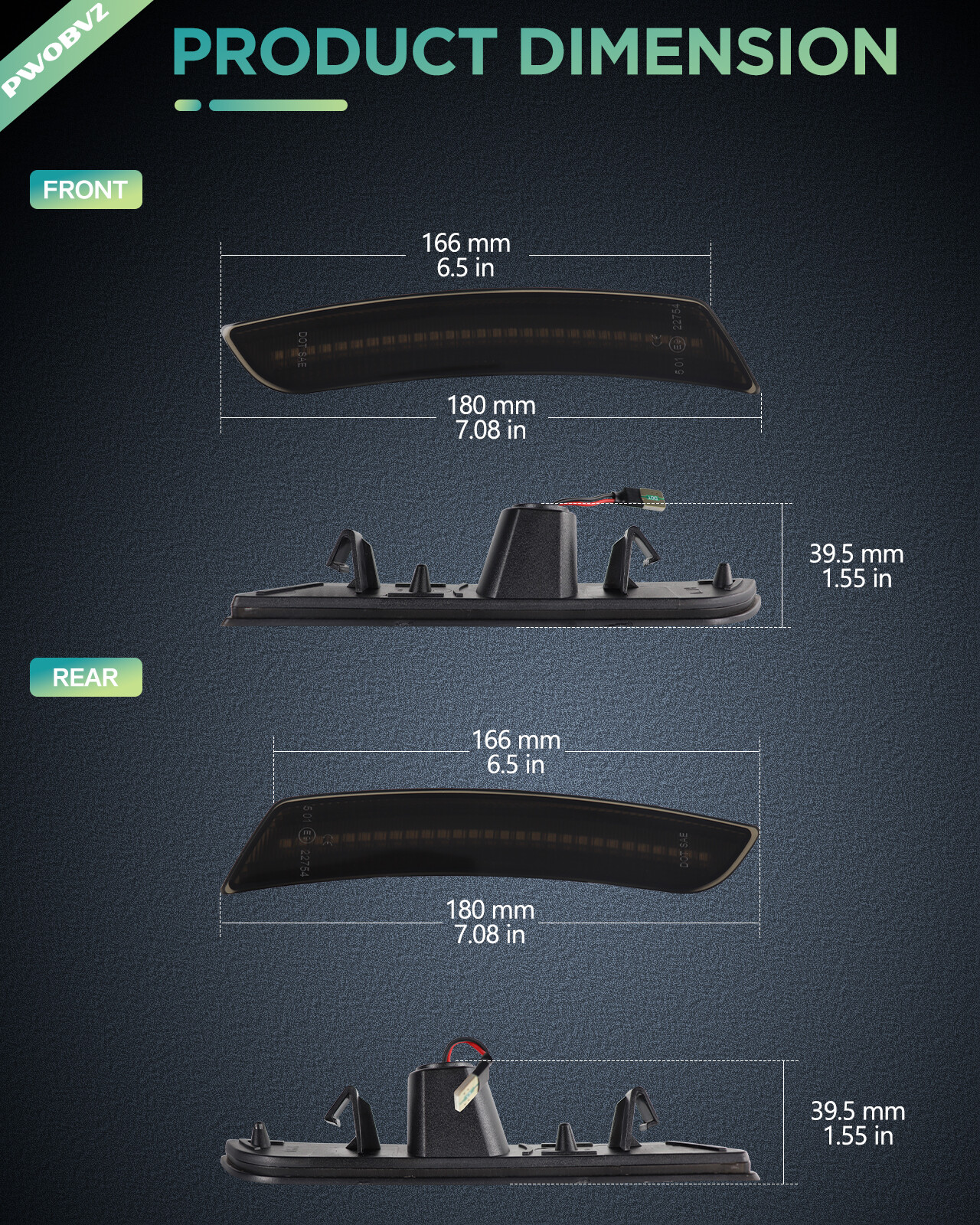 Dynamic 4x LED Side Marker Lights Lamps For 2016-2023 Chevy Camaro LS LT SS ZL1