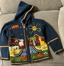 Vtg Handmade Sweater Jacket Hoodie Cardigan Full Zip 80s 90s, Ecuador, Kids 6