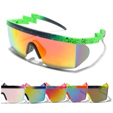 ShadyVEU Flat Top Retro 80's Zig Zag Mirrored Men's Womens Outdoor Sunglasses