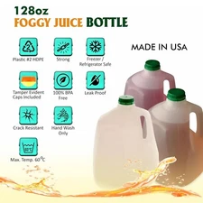 [20 PACK] Empty Plastic Gallon Juice Bottles with Tamper Evident Caps 128 Oz