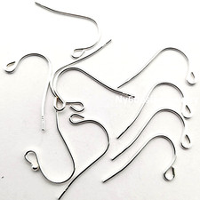 Sterling Silver Earwire Hooks 20mm   925 Stamped Earring Findings 10pcs