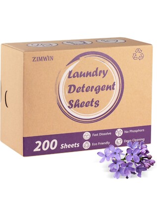 Sustainable Laundry Detergent Sheets: Lavender Scent Eco-Friendly 200 Loads New