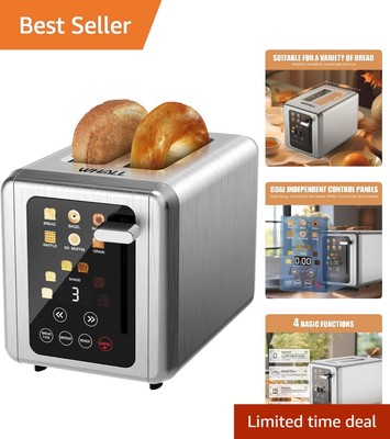 Smart 2-Slice Touchscreen Toaster: 6 Types & 6 Shade Settings for Perfect Toast