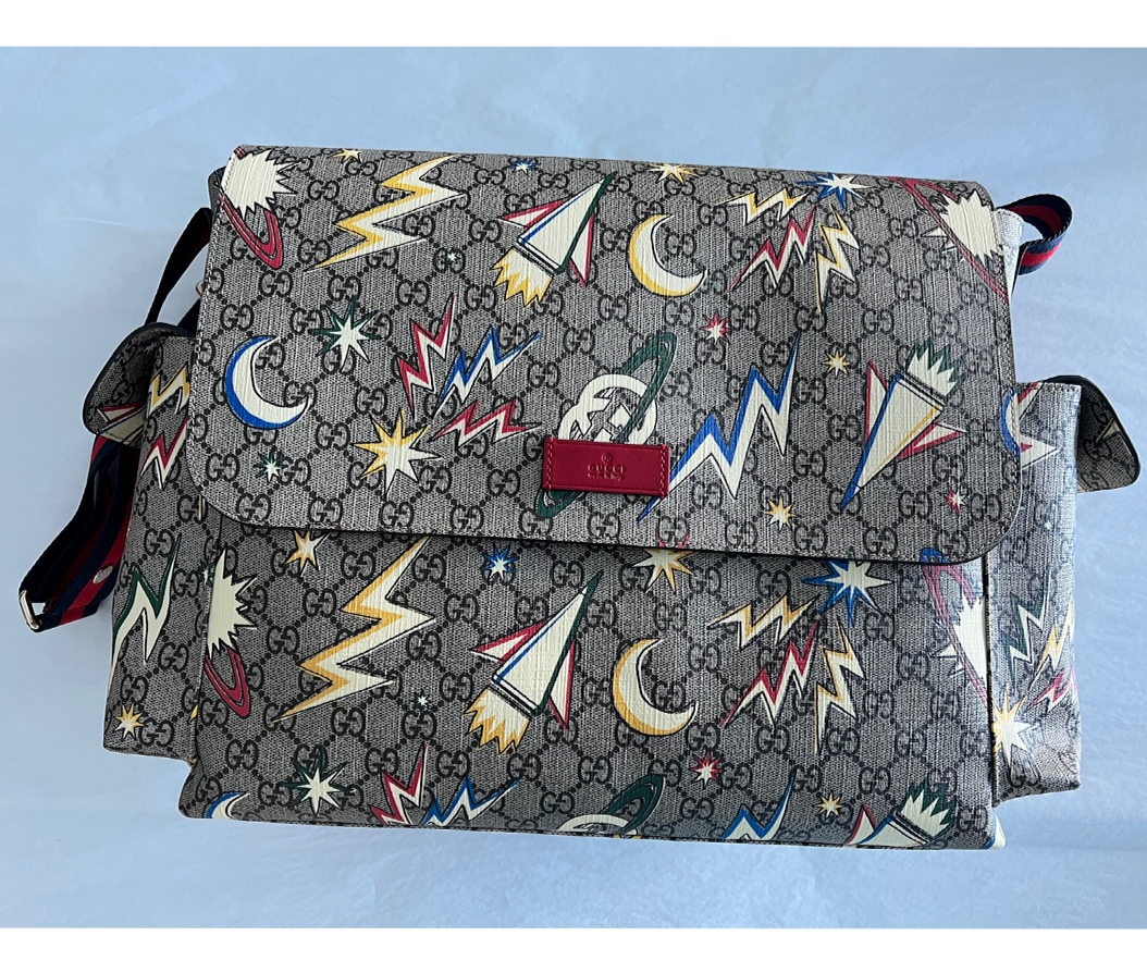 Gucci Supreme GG Canvas Baby Diaper Changing Bag Italy Red Brown