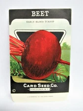 *Original* BEET Early Blood Turnip CARD SEED CO. Packet 1920's Fredonia NY