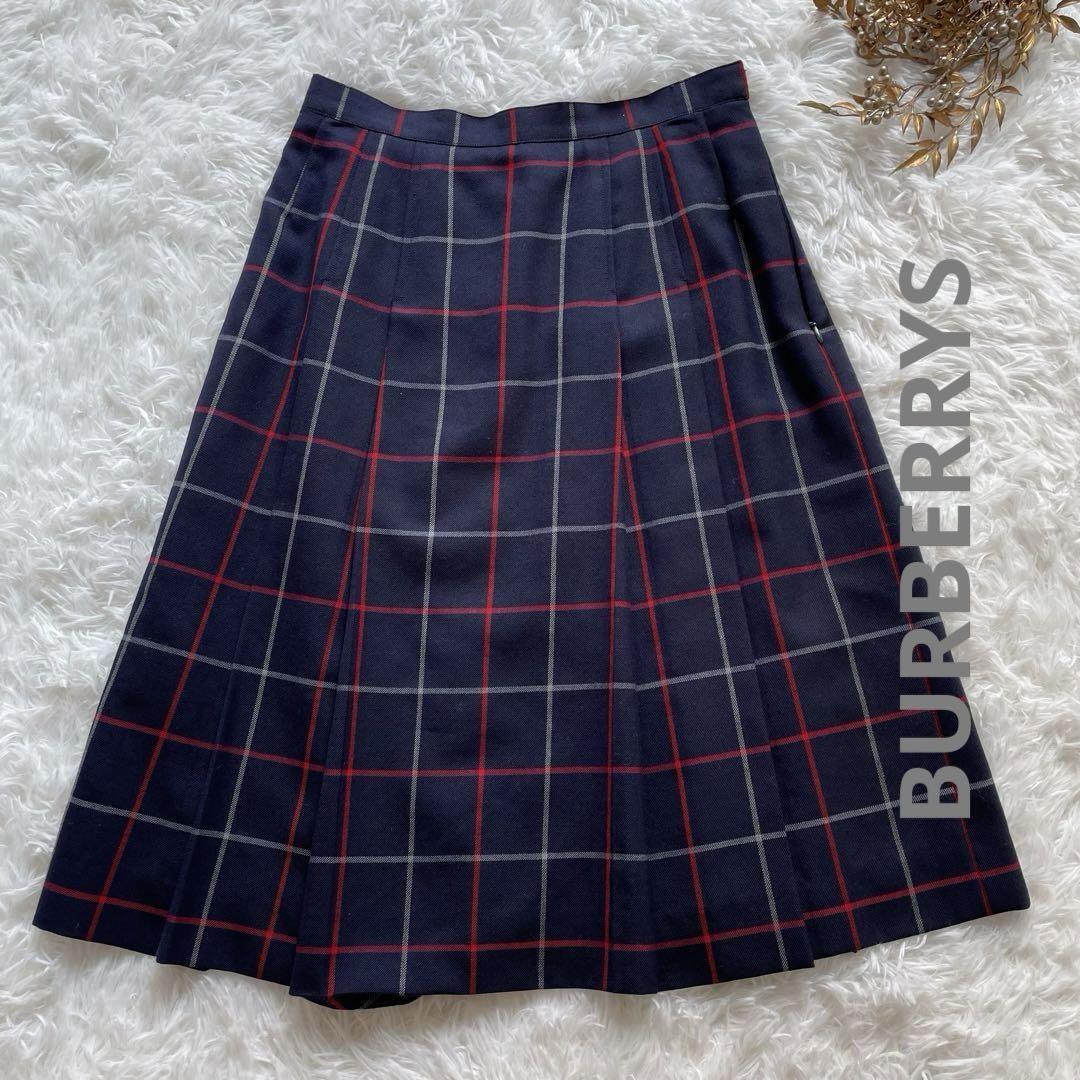 Burberry Vintage Nova Check Wool Pleated Skirt Size 13 2L