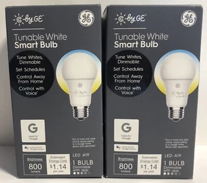 GE A19 Bluetooth Smart LED Light Bulb C Sleep Adjustable White LOT OF 2