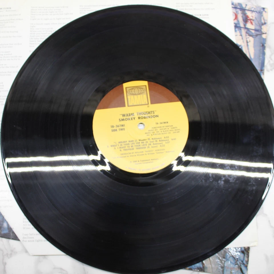Smokey Robinson Warm Thoughts Vinyl Record LP VG+ Album W/ Inner Sleeve - Image 4 of 4