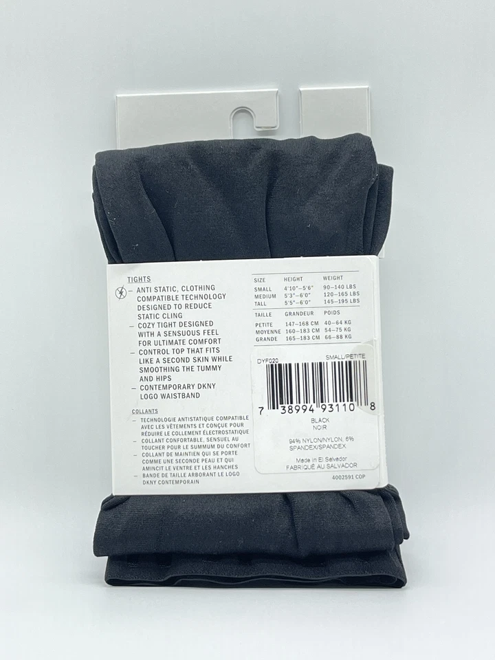 DKNY Cozy Comfortable Opaque Control Top Tights, Black, Small/Petite,DYF020,1 CT - Image 2 of 2