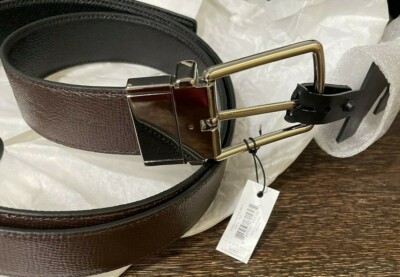 NWT Coach Reversible Harness Buckle Glovetanned Leather Belt COACH Harness Buckle Black Reversible Belt Cut To Size 38mm  main image 3