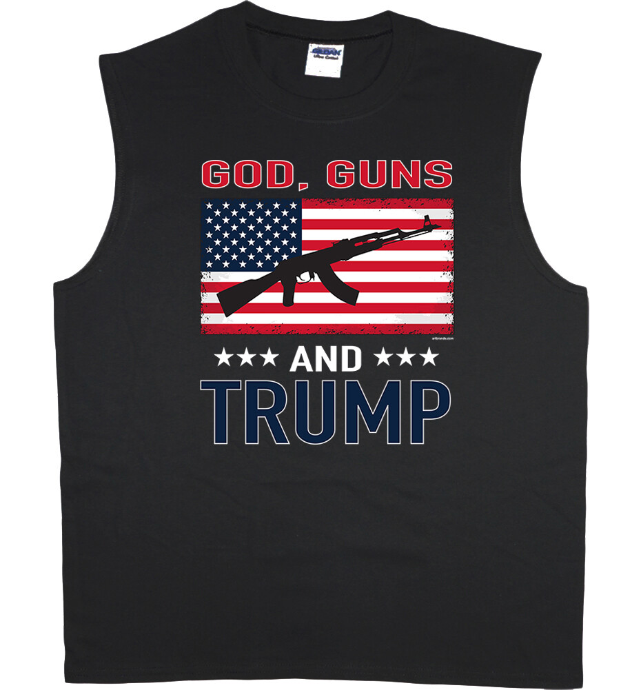 Mens Sleeveless T-shirt Muscle Tee #1 Trump 2020 Graphic Tees 2nd Amendment-image