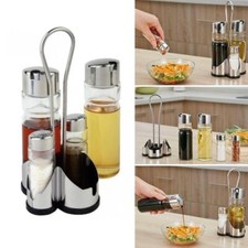 Anna Flowers Set 4 Pz. Oliera Inox Olio Aceto Sale Pepe Stand Tavolo Cucina Insa