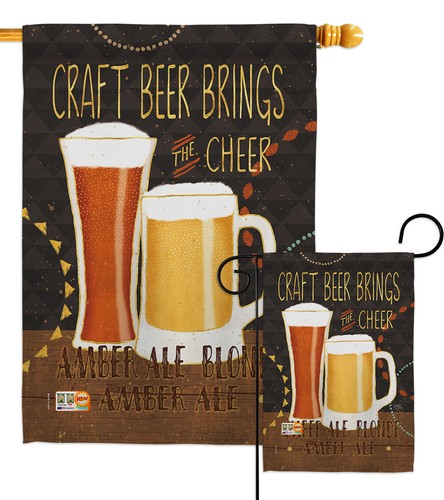 Craft Beer Brings Cheer Beverages Amber Blonde Happy Hour Garden House Yard Flag - 第 1/13 張圖片