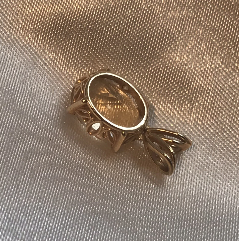  CITRINO CHAMPÁN TALLA PIÑA OVALADO EN FILIGRANA COLGANTE ORO AMARILLO 14K Foto 3 de 4