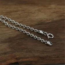 Sterling Silver Square Rolo Chain, Sterling Link Cable Chain, Sterling Belcher 