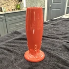 Fiesta Orange Ceramic Bud Vase USA Art Pottery Solid Glossy Finish