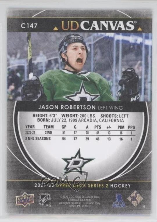 2021-22 Upper Deck Series 2 UD Canvas Black Jason Robertson #C147 - Image 2 of 2