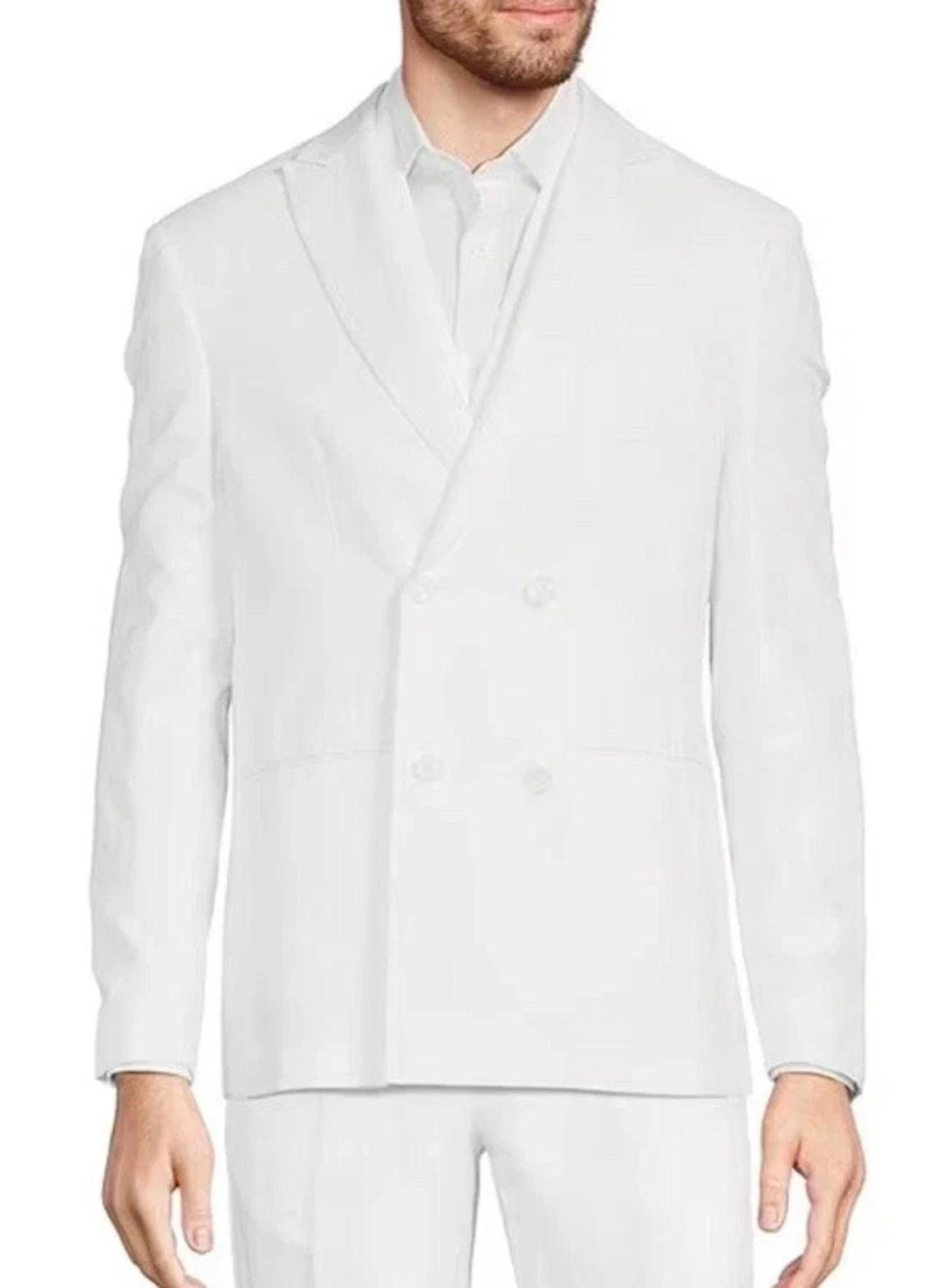 NEW 4XB Big Mens Murano Baird McNutt Slim-Fit Linen White Blazer Sports Coat