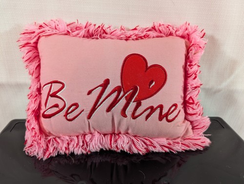 Set Of 2 Valentine's Day Pink/Red Decorative Pillows With Fringe 8" Be Mine XoXo - Picture 5 of 8