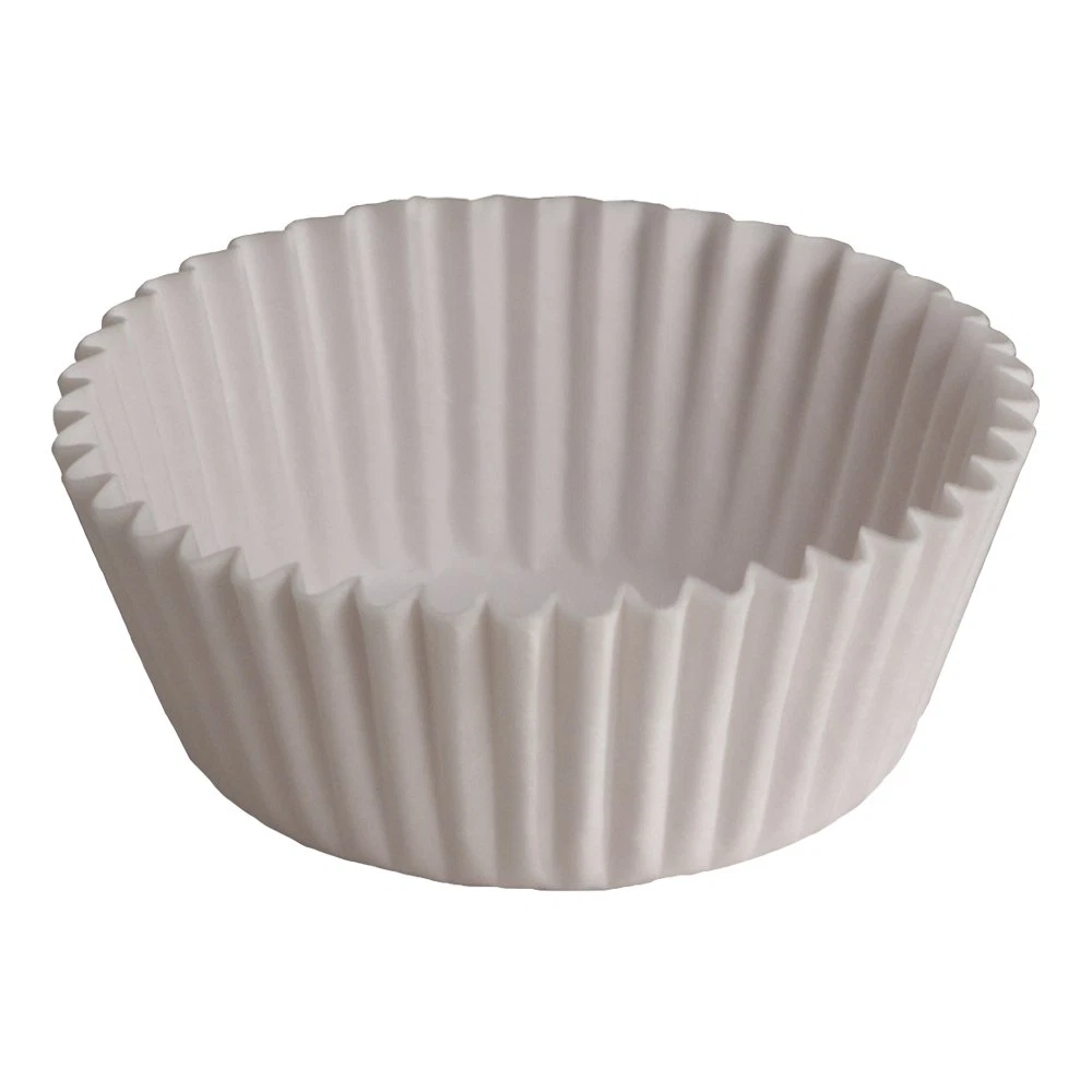 Bulk White Fluted Baking Cups - 3.5" x 1.625", 10,000 Count Case