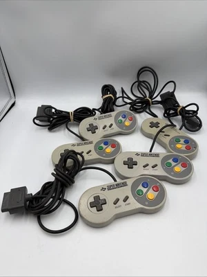 LOT DE 5 MANETTES NINTENDO SNES SUPER  NINTENDO OFFICIELLE  - HS  - Réf 02 - Photo 1/2