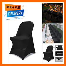 Stretch Spandex Folding Chair Covers for Wedding Party 30PCS Black Durable