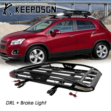 For Chevrolet Trax Aluminum Roof Rack Cross Bar Cargo Carrier Basket with Lights