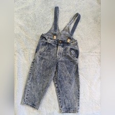 Vintage VTG 3T Oshkosh B'Gosh Vestback Denim Suspender Overalls USA Acid wash