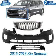 Front Bumper Cover Primed & Grille Assembly For 2015-2018 Kia Sedona
