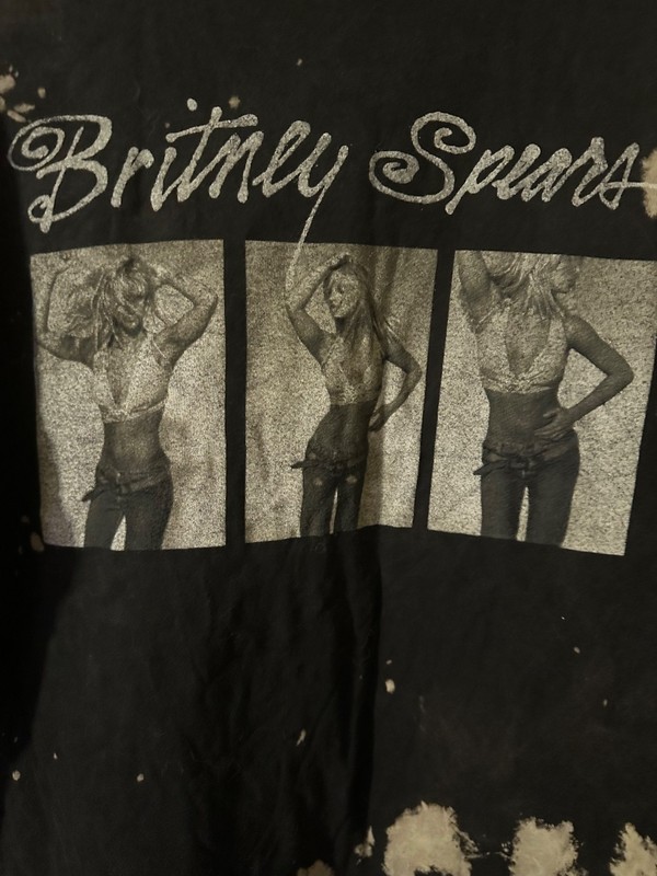 Britney Spears Pop Music Black Gray Tie Dye Cotton T-shirt Size M