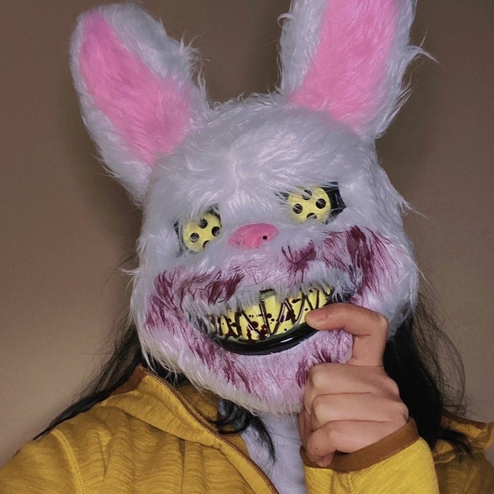 Creepy Bloody Killer Rabbit Bunny & Bear Mask Furry Halloween Cosplay Prop - Image 3 of 4