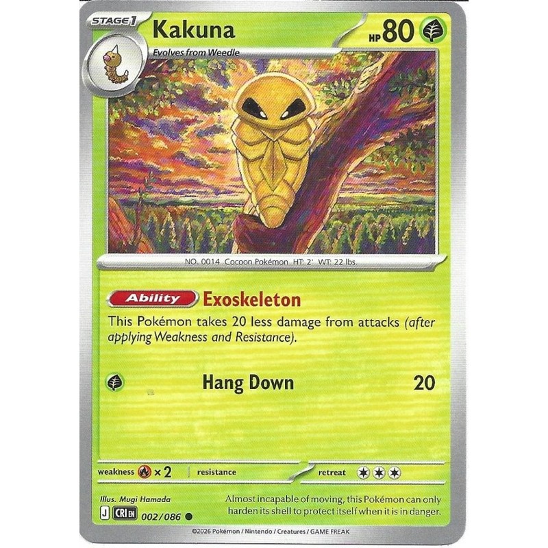 002/086 Kakuna : Common Card : Chaos Rising : Pokemon Trading Card Game