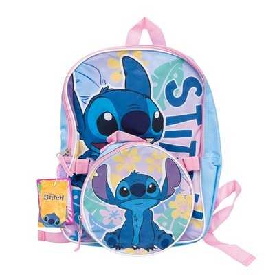 Large Backpack - Disney Lilo & Stitch w/Lunch Bag Sitting 16'' School Bag NEW