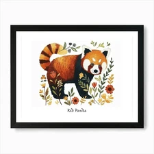 Little Floral Red Panda 1 Poster Ar Framed Wall Art Poster Canvas Print Picture