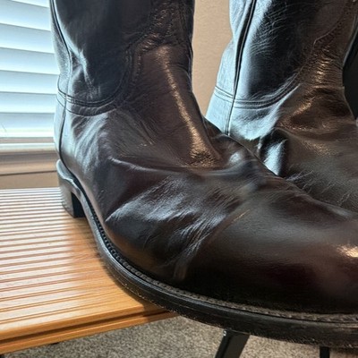 Lucchese Men s Brown Leather Western Cowboy Boots Round Toe Pull-On US 10 EE